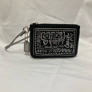Coach poppy wristlet black and silver